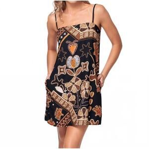 NEW OLA AZUL ivy tribal dress in black